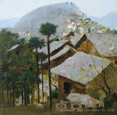吴冠中 1972年作 贵州山村·石板房 44×46cm