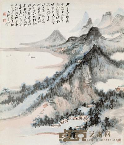 张大千 1954年作 摩诘山色 镜心 41×34cm