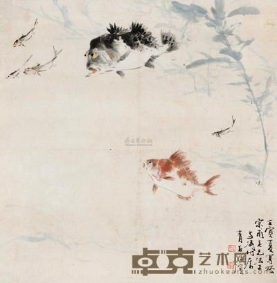 王雪涛 1962年作 鱼塘清趣 镜心 46×44cm