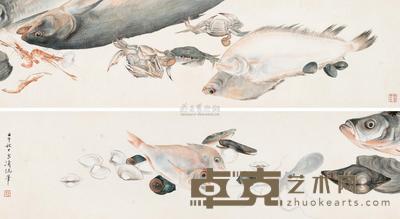 王雪涛 1942年作 水族图 镜心 18×133cm