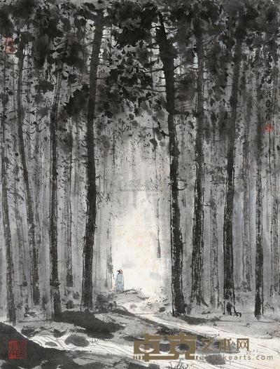 亚明 唐人诗意 立轴 72×55cm