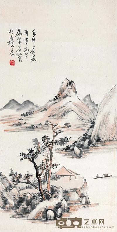 黄宾虹 1932年作 泛舟图 立轴 66×33cm
