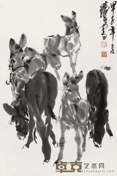 黄胄 1984年作 墨驴 立轴 68×45cm