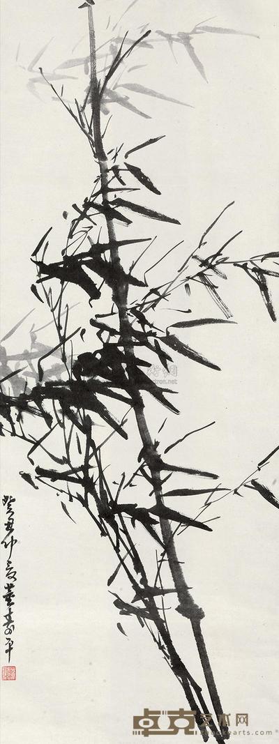 董寿平 1973年作 墨竹 立轴 118×44cm