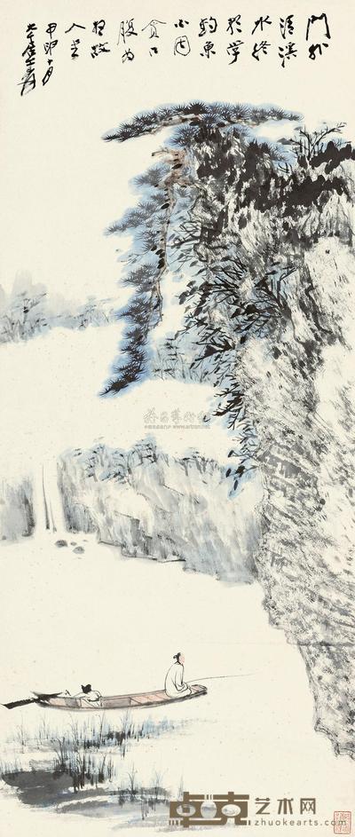 张大千 1944年作 闲钓图 镜心 110×47cm