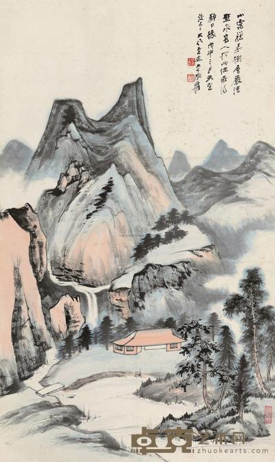 张大千 1968年作 深林隐居 立轴 102×60cm