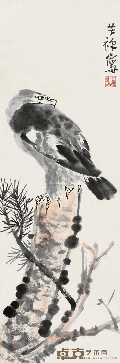 李苦禅 松鹰图 立轴 100×34cm
