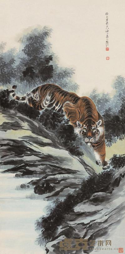 张善孖 虎 立轴 136×66cm