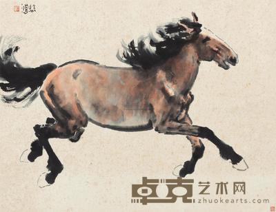 徐悲鸿 奔马 镜心 68.5×88.5cm