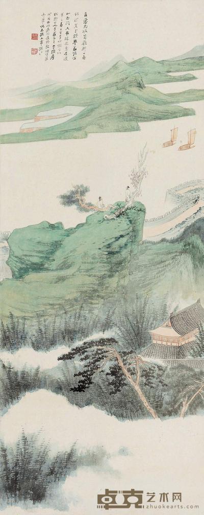 张大千 1941年作 春山远眺 立轴 102×39cm