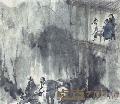 傅抱石 王维《渭城曲》诗意图 镜心 64×74cm