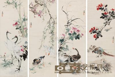 王雪涛 花鸟 四屏立轴 195×70cm×4