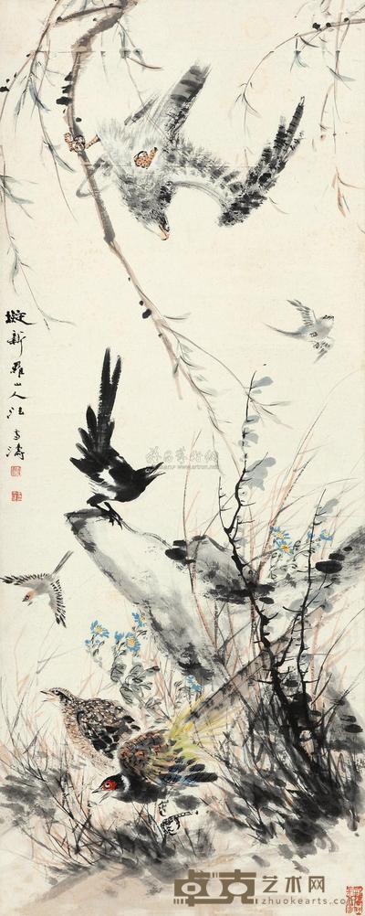 王雪涛 英雄得志图 立轴 136×53cm