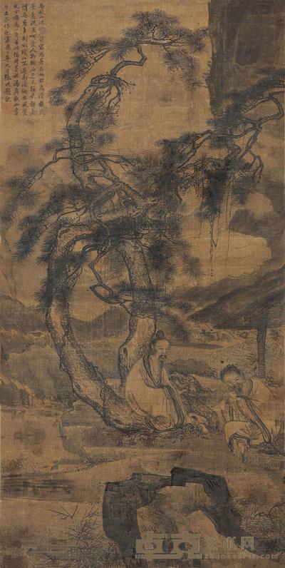 马远 (款) 松泉清听图 立轴 125×62cm