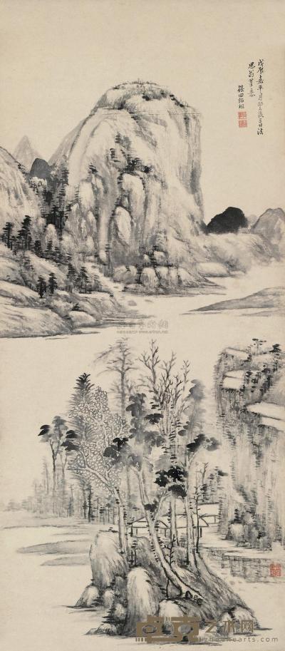 张绍祖 1688年作 法思翁笔意 立轴 96×42cm