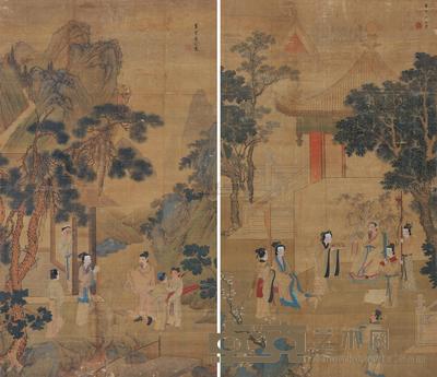蒋乾 拜贺图 立轴 170×96cm×2
