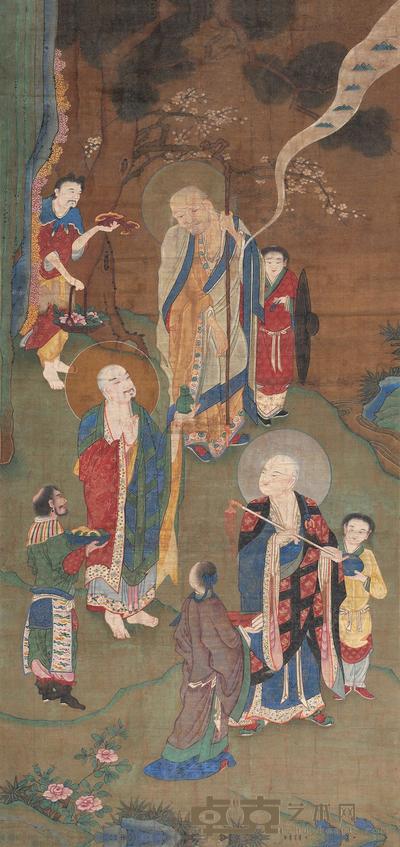 佚名 松梅罗汉 立轴 177×85cm