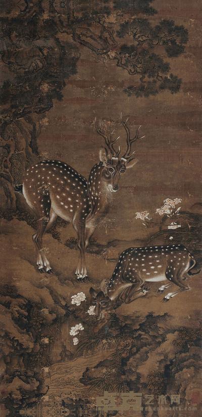 佚名 梅花鹿 立轴 191×95cm