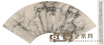 程正揆 墨笔山水扇页 扇面 20×57cm