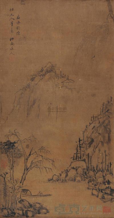 王荦 扁舟钓隐 立轴 71×36cm