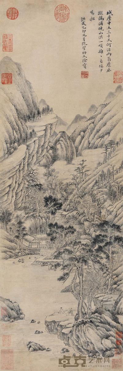 徐贲 （款） 山水 立轴 85×28cm