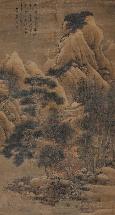 蓝瑛 1635年作 山水 立轴 184×98cm