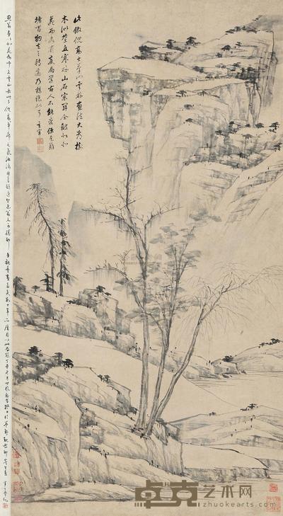 董其昌 仿云林山水 立轴 65×125cm