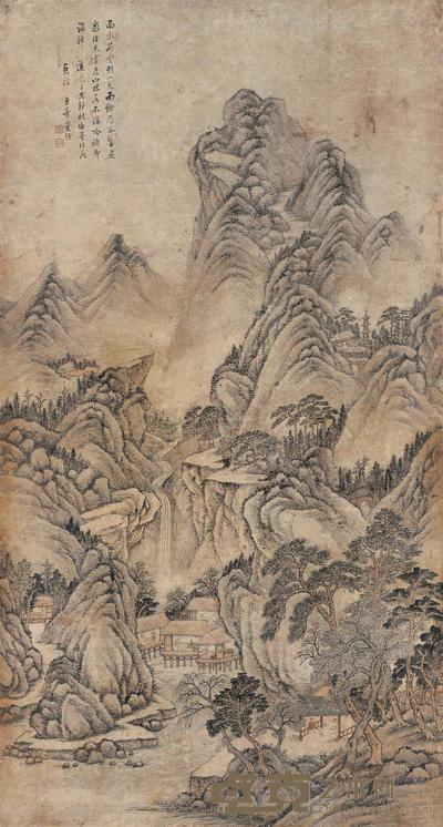 叶恒 1827年作 深谷幽禅图 立轴 169×90cm