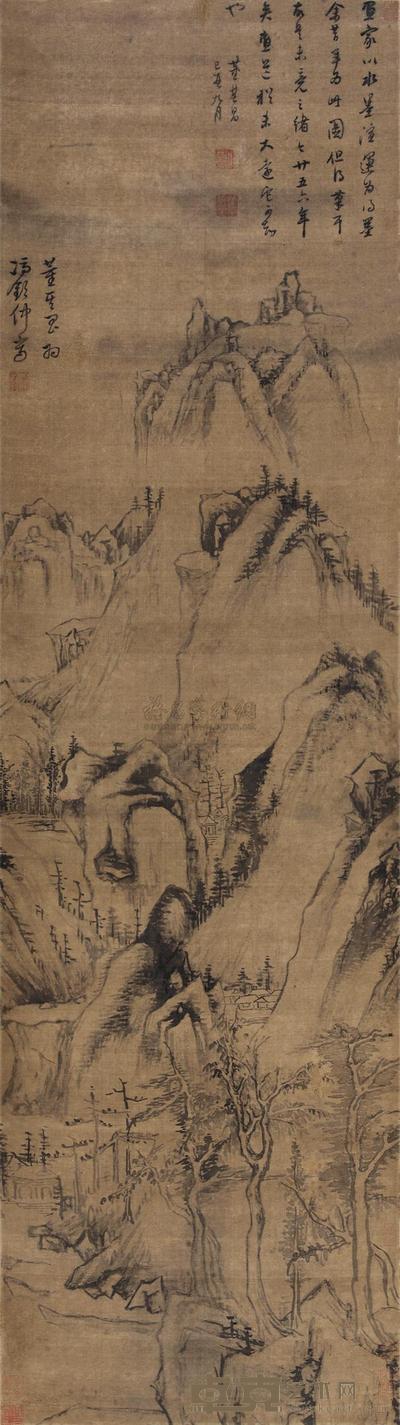 董其昌 1609年作 山水 立轴 129×35cm