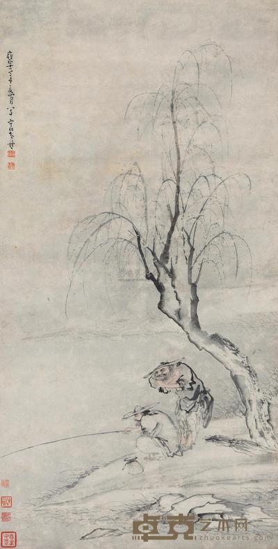 黄慎 1733年作 渔夫图 立轴 103×51cm