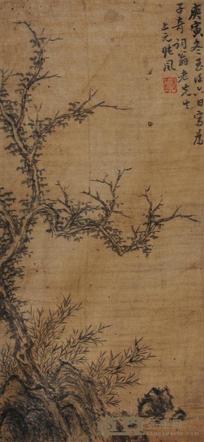 张大风 竹石枯槎 镜心 40×19cm