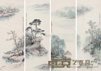 任大庆 2012年作 四季山水条屏 镜心 101×34cm×4