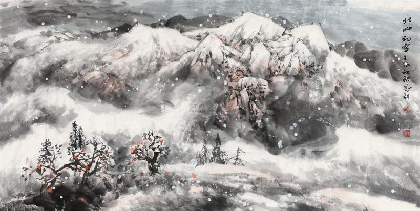 师恩钊 2012年作 北山初雪 镜心