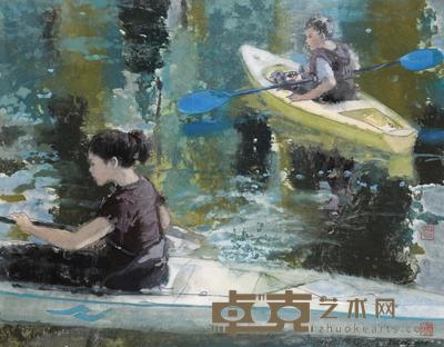 潘一杭 独木舟 镜心 63×82cm