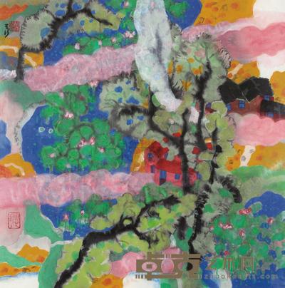 林天行 荷塘朝雾 镜心 68×68cm