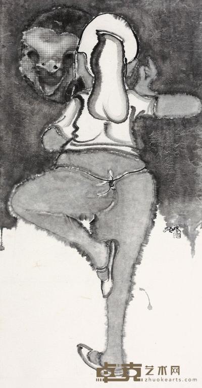 张正民 2012年作 舞者的镜像 镜心 139×74cm