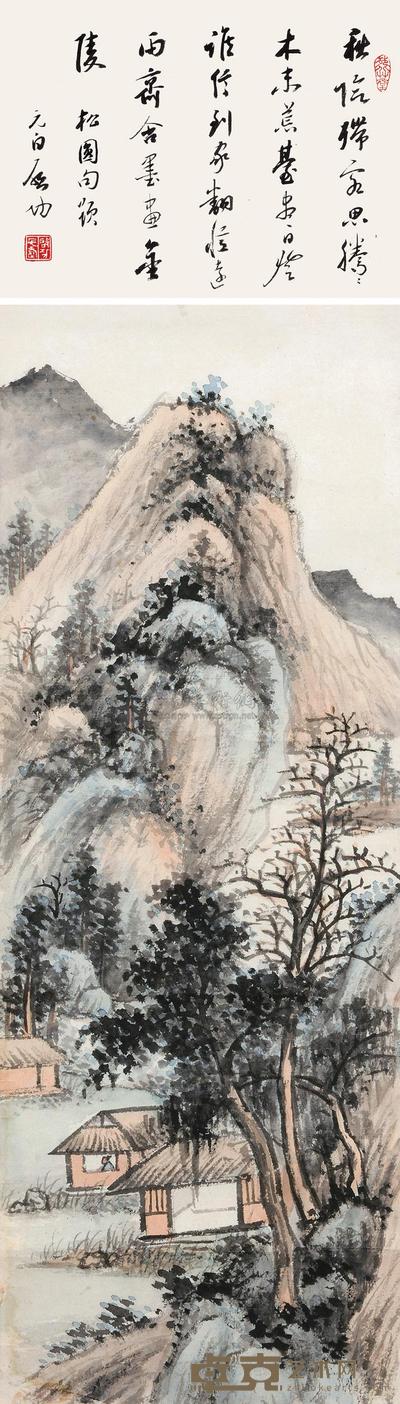 启功 秋山雨霁 镜心 51×18cm
