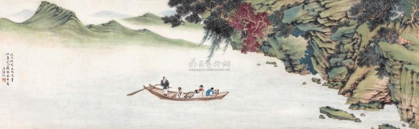 刘彦冲 1838年作 泛舟图 镜心