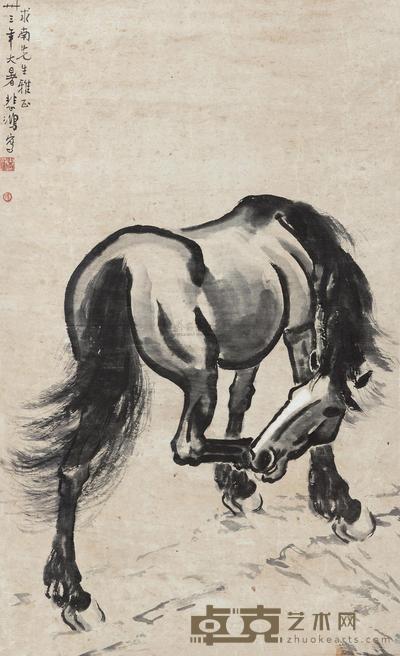 徐悲鸿 1944年作 憩马图 立轴 100×60cm