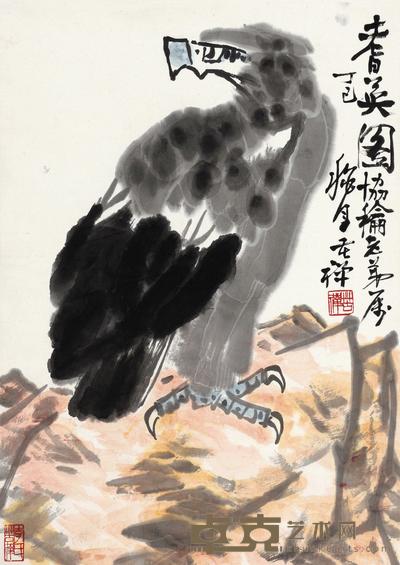 李苦禅 耆英图 立轴 62×45cm