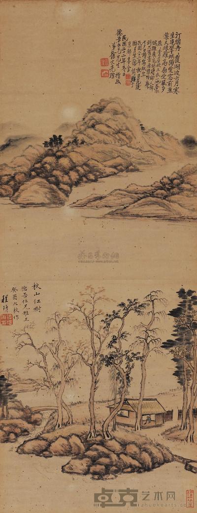 程璋 秋山红树 立轴 70×26cm