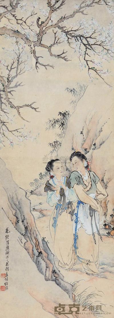 徐操 花径探幽图 立轴 100×36.5cm