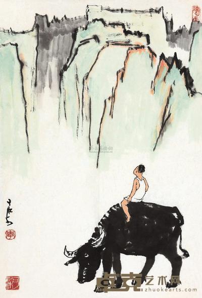 李可染 牧牛望山图 镜心 69×46cm