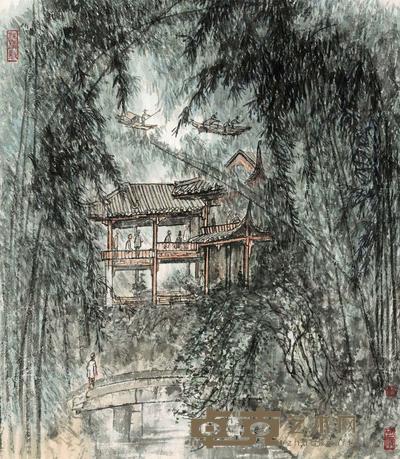 李可染 成都望江楼 镜心 50.5×43.5cm