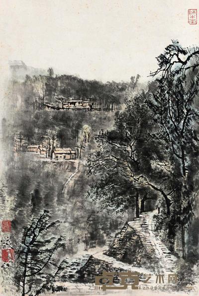 李可染 峨眉山居图 镜心 63×43cm