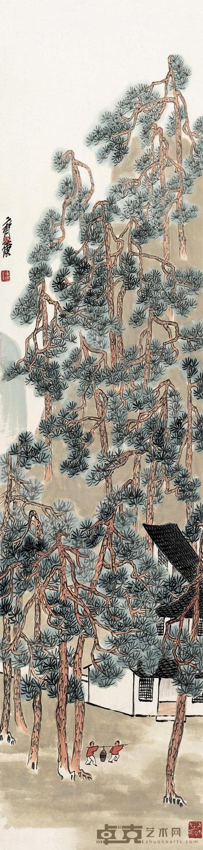 齐白石 约20世纪30年代初期 松屋饮酒图 镜心 137×42.5cm