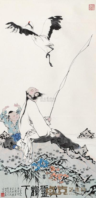 范曾 1994年作 有灵鹤下 立轴 136×68cm