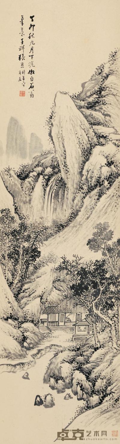 张熊 1867年作 仿白石翁笔意 立轴 150×41cm