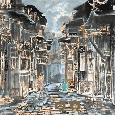 王梦湖 深巷幽幽 镜心 68×68cm