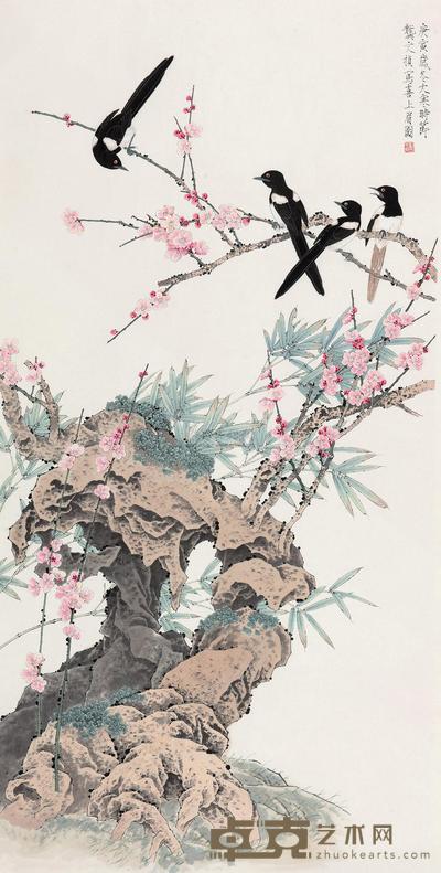 龚文桢 2010年作 喜上眉梢 镜心 139×69cm